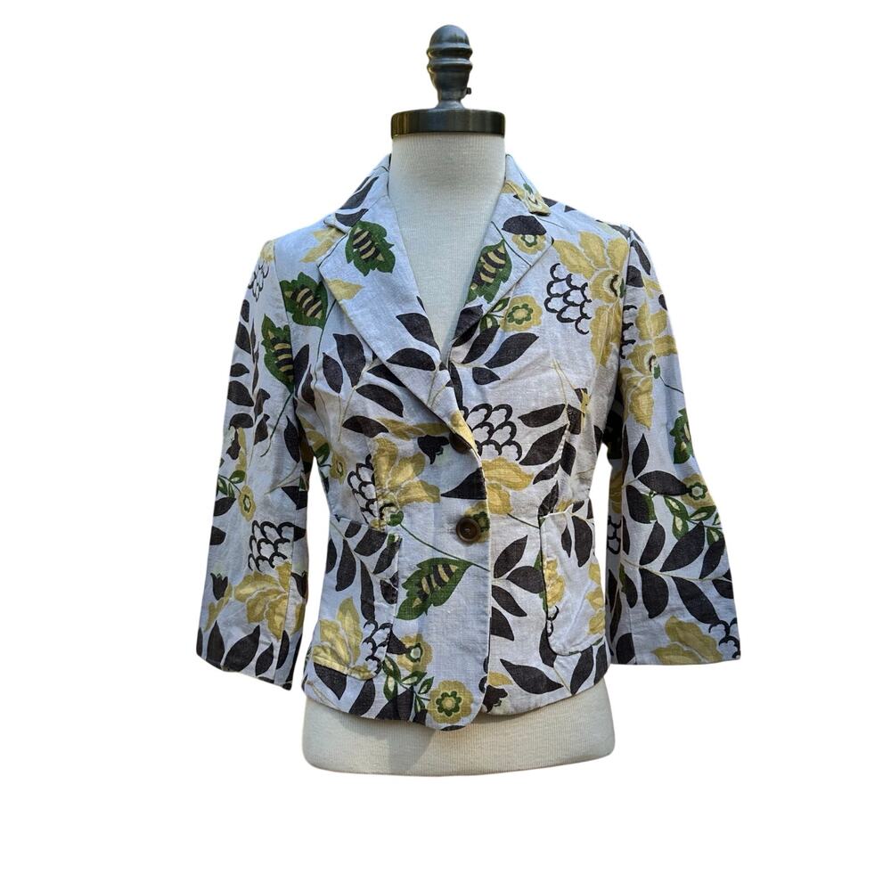 Banana Republic Women's Floral Linen Blazer Jacket Size 2